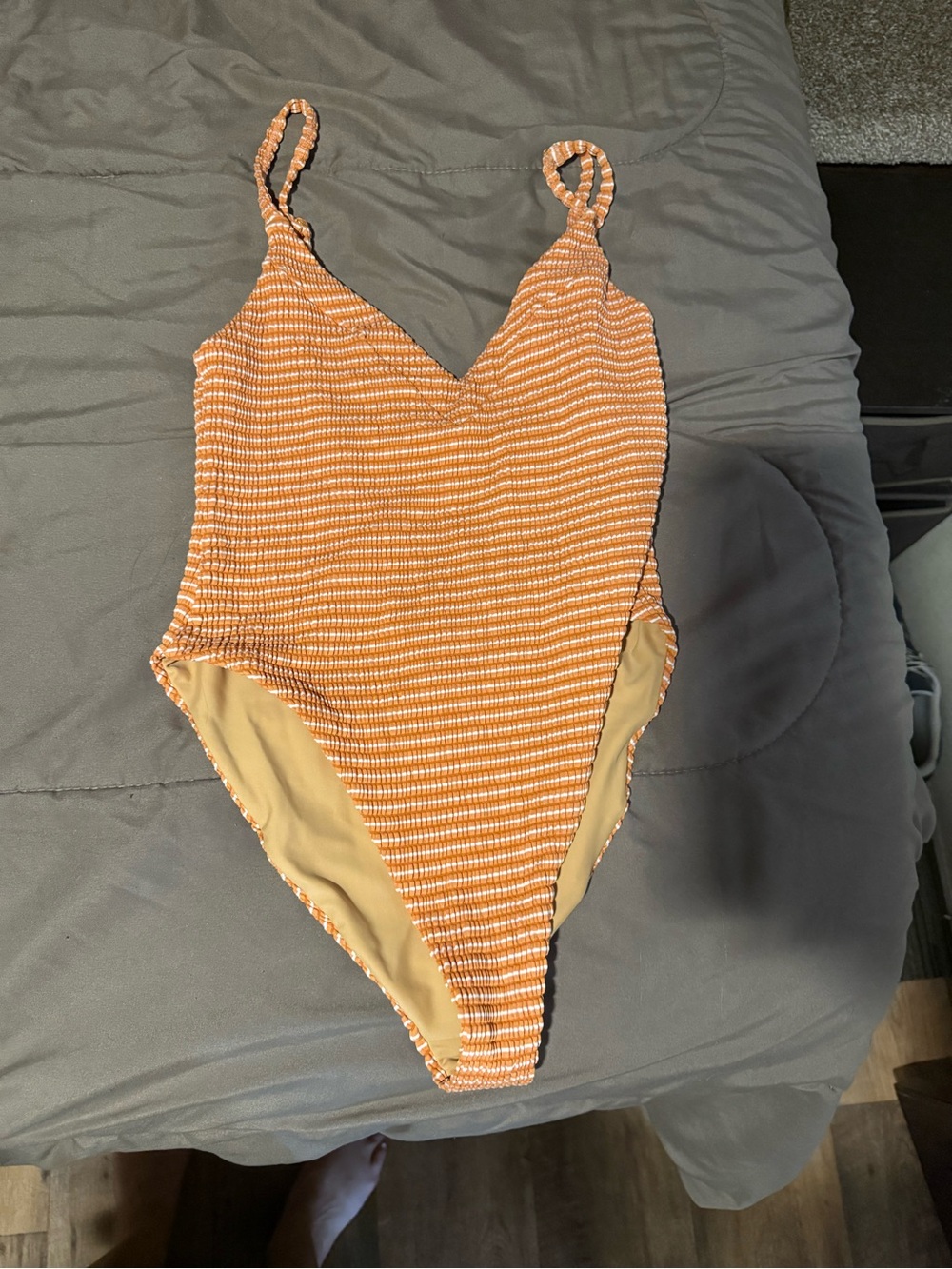 Nicole Orange and White Striped One-Piece Swimsuit